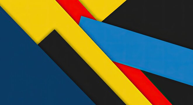 Abstract constructivism pattern overlapping geometric planes primary colors dynamic composition. 