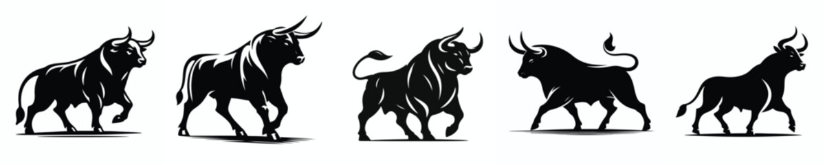 black and white silhouette vector of a bull