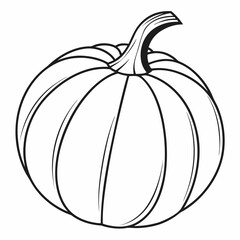 Simple outline drawing of a pumpkin with a stem