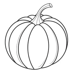 Simple black and white outline illustration of a pumpkin