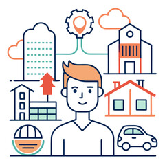 business man in front of building