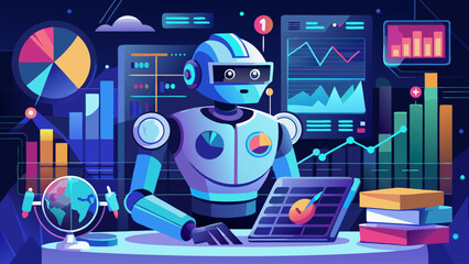 robot-analyzing-data-with-futuristic-charts---
