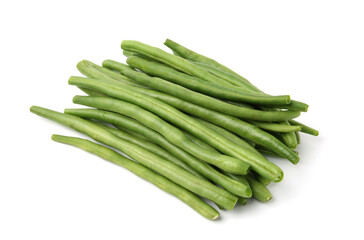Fresh green bean pods isolated on white
