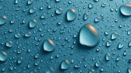 Large drops of water on a blue background. Aqua background. Vector