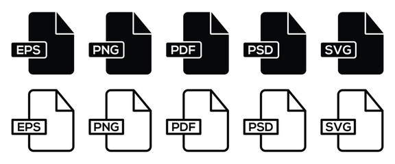 File Format Icons Pack – PNG, SVG, PDF, AI, EPS, Upload and Transfer.
