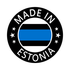Estonia Made in Stamp in circle with flag Vector template on white background