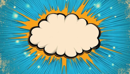 Vintage Pop Art Retro Comic Speech Bubble With Full Halftone Shadow On Blue Stripes Pattern: Expression Pow. Retro Style Comics Design.