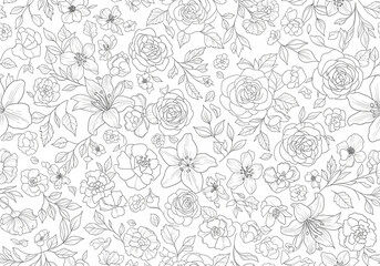 Minimalist Line Art Floral Background
