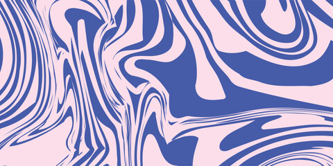 Abstract background pattern with colorful waves. Psychedelic groovy trippy y2k retro seamless pattern in blue and pink colors. Wavy and swirled brush strokes liquid background for packaging design.