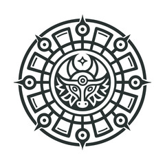 Mayan Moon Ancient Mandala Silhouette Design