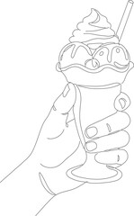 Simple Outline Sketch Illustration of a Festive Christmas Elf Character