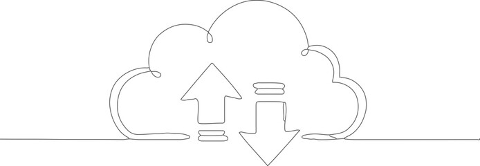 Thin Line Art Cloud Data Transfer Upload Download Icon Element