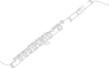 Line Art Detailed Flute Instrument Musical Isolated Clip Art Element