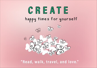 butterflies flying shape vector design.love  yourself message with watercolor butterfly vector margarita mariposa stationery,mug,t shirt,phone case fashion slogan style spring summer sticker