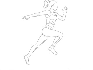 Minimalist Outline Female Runner in Action Sport and Fitness Illustration