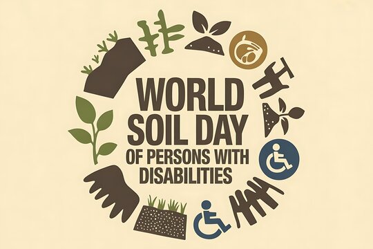 Celebrate global soil conservation and disability inclusion with this creative poster, promoting environmental awareness and accessibility for a sustainable future