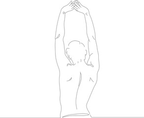 Simple Outline Standing Man with Raised Hands Silhouette Person Illustration