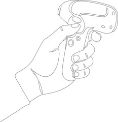 Line Art Hand Holding Barcode Scanner Device Retail Technology