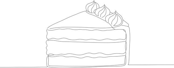 Minimalist Line Drawing Slice of Cake Pastry Dessert Illustration