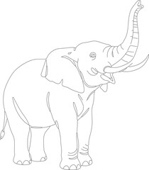 Minimalist Outline Drawing Standing Elephant African Animal Illustration Design