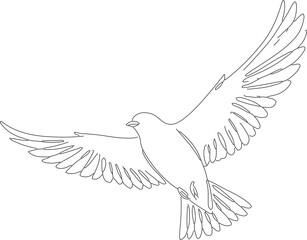 Simple Handdrawn Line Art Flying Dove Symbol of Peace and Hope