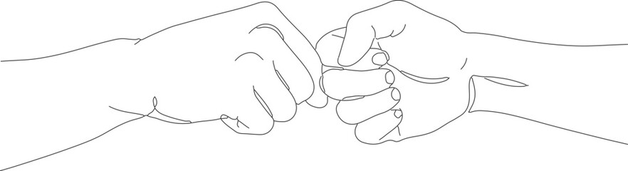 Line Art Pinky Promise Gesture Two Hands Intertwined Fingers Illustration