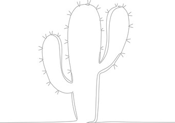 Minimalist Outline Desert Cactus Plant Single Line Art Illustration