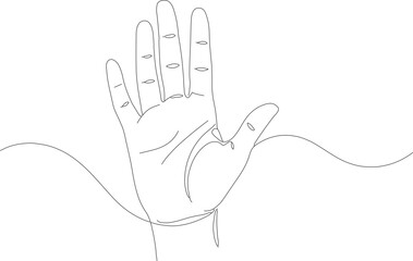 Minimalist Line Art Hand Emerging From Water Illustration Graphic