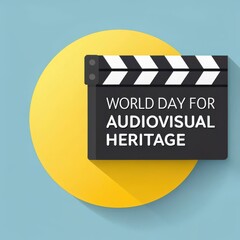 Clapperboard and yellow circle for World Audiovisual Heritage Day