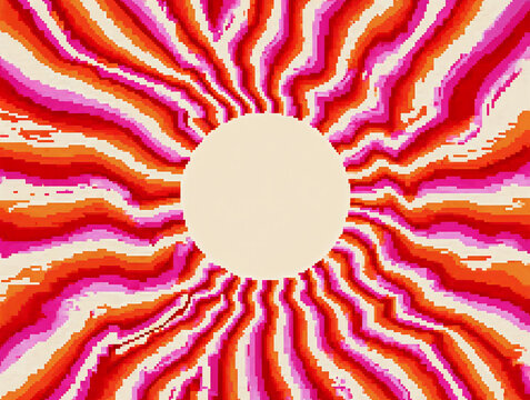 Psychedelic Sunburst Pattern with Cream Circle Center