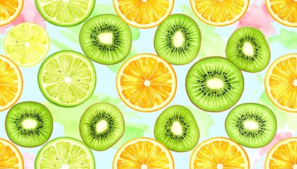 Watercolor fruit slices pattern (1)