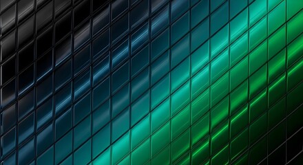 Green gradient tile reflects light, forming a tech style background for presentations.