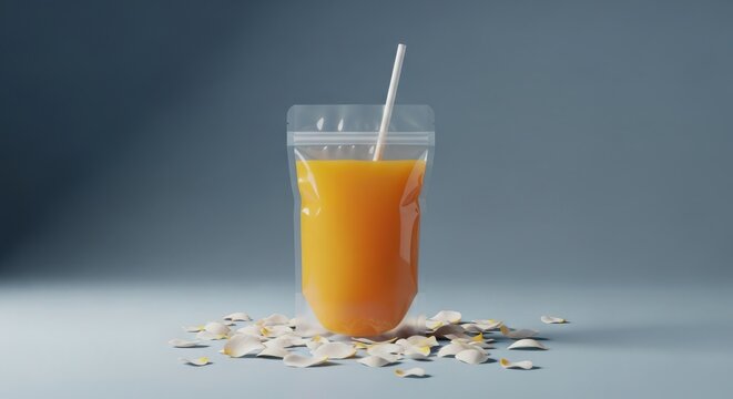Vibrant orange elixir in tall glass with grains