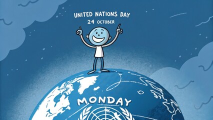 United Nations Day cartoon character on Earth 24 october