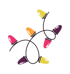 Lights bulbs isolated on transparent background. Vector New Year party led lamps decorations