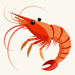 Fresh raw red lobster and shrimp vector illustration with claws, isolated seafood