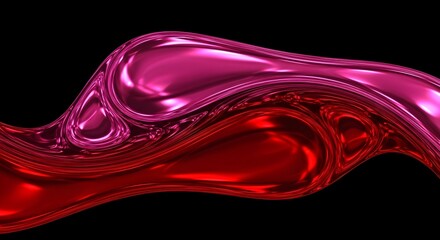 Red and pink metallic wave reflects light, shines, suggests luxury, and is perfect for branding, video backgrounds, or web design