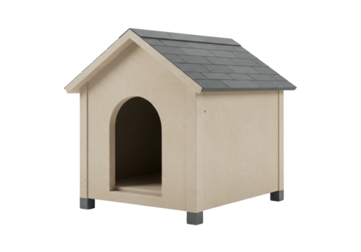 Isolated pet shelter, wooden house for a dog in a kennel ready for customization indoors