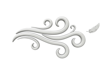 Isolated wind blowing swirl with feather symbolizing light movement weather forecast concept
