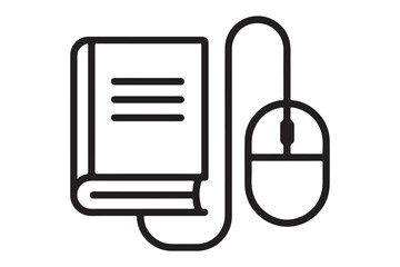 electronic book with mouse education online line style icon