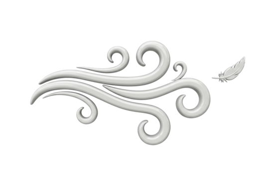 Isolated wind blowing swirl with feather symbolizing light movement weather forecast concept