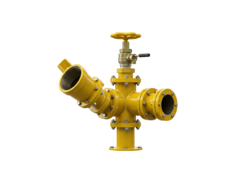 Isolated industrial pipeline valve with control wheel and threaded flange connection ends