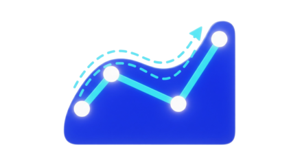 Isolated growth chart icon with upward trend and connecting line, symbol of development