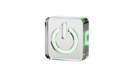 Isolated Power Button with Green Glowing Edges, Technology for UI Interface, Digital Graphic
