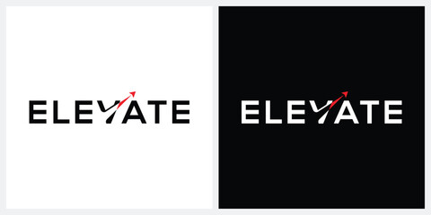 typography elevate logo design, arrow financial accounting graphic vector template