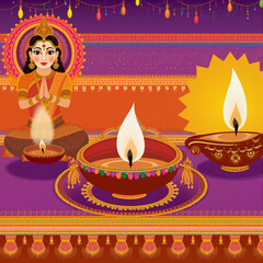 Happy Chhath Puja Template Celebration with Traditional Rituals and Offerings, for Social Media