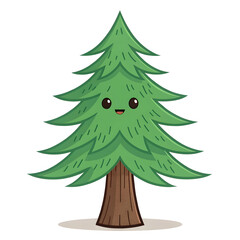 Obraz premium Pine tree emoji style isolated on white background perfect for nature, forest