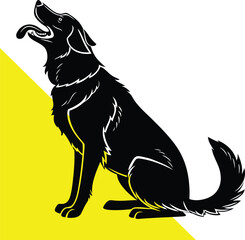 A striking black silhouette of a wolf howling at the moon