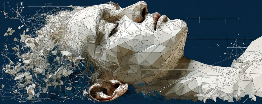 Low-poly geometric profile of a woman's face in abstract style