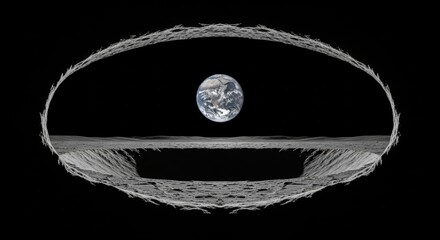 Earth viewed through lunar crater with unique perspective